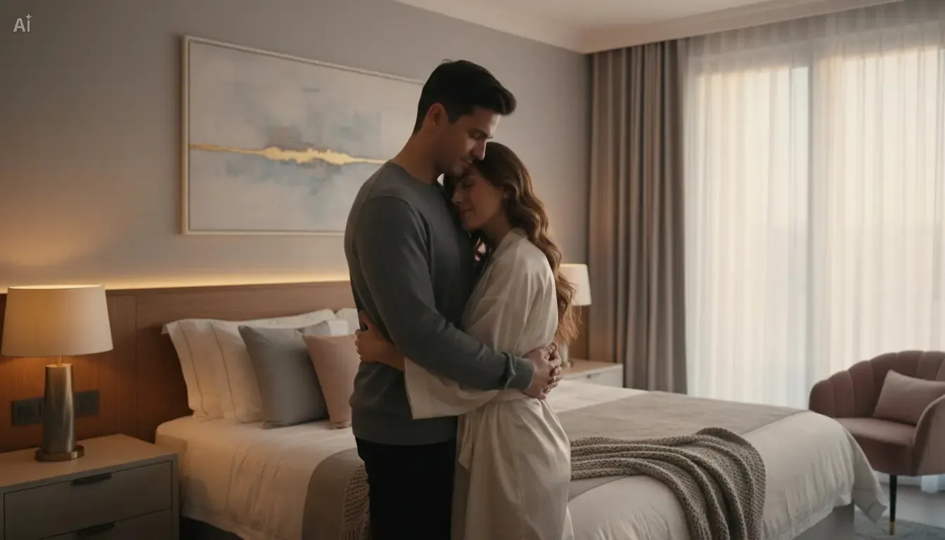 Cómo durar más en la cama: pareja en ambiente íntimo con conexión emocional.