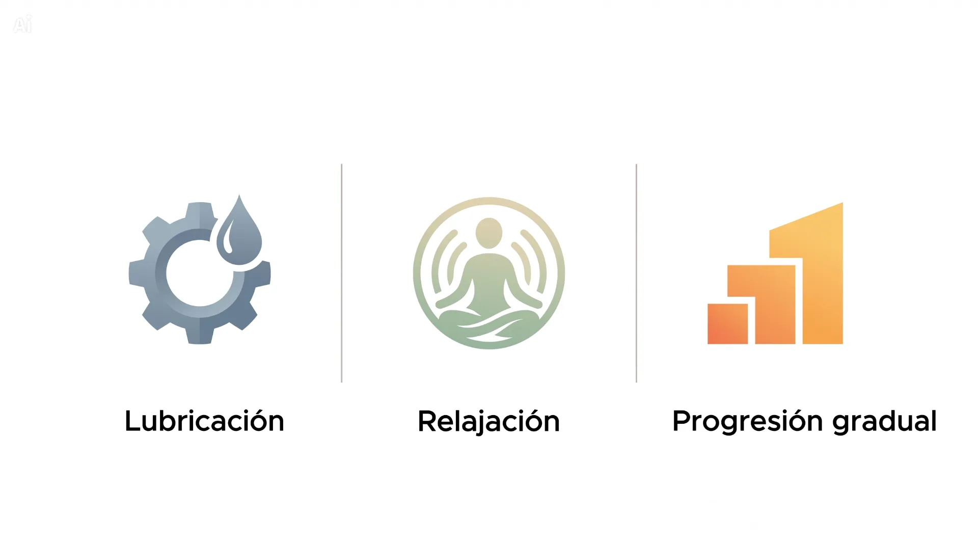 Infografía sobre preparación, lubricación y adaptación progresiva.