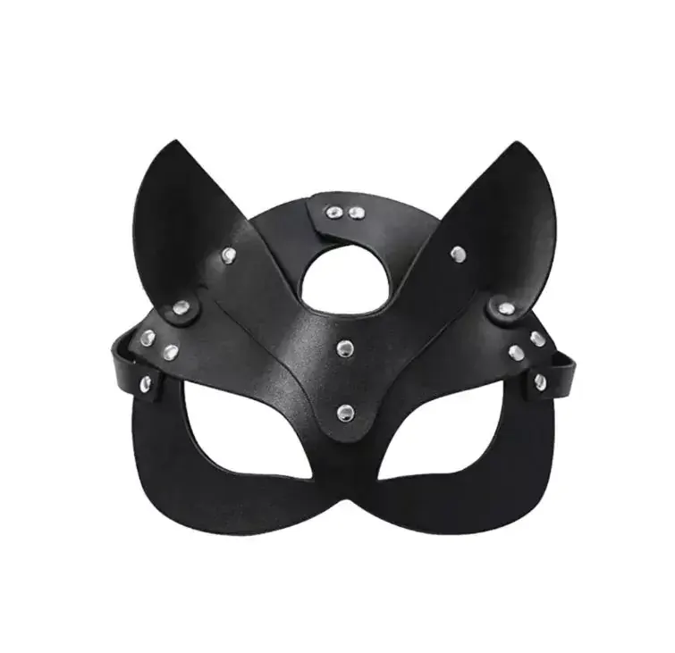 Antifaz Mascara Erótica Gato Bdsm Ecocuero Negro