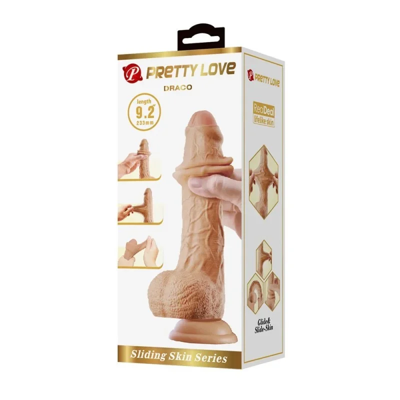 Draco Dildo Realista Piel Deslizable 23,3 cm – Vainilla
