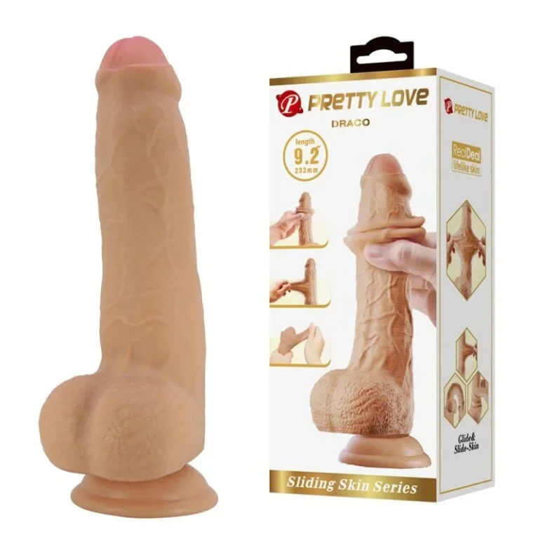 Draco Dildo Realista Piel Deslizable 23,3 cm – Vainilla