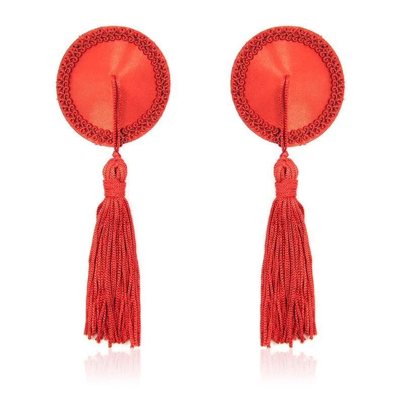 Pezoneras Satinadas con Borlas Rojas