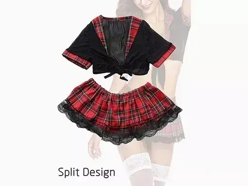 Disfraz Erótico Colegiala (Negro y Rojo)