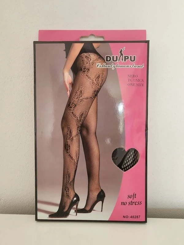 Panty Negra En Fina Red “Mariposas” COD40287