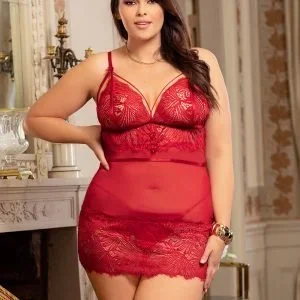 Babydoll De Diseño Ajustado En Burdeos XXL COD81145-2P