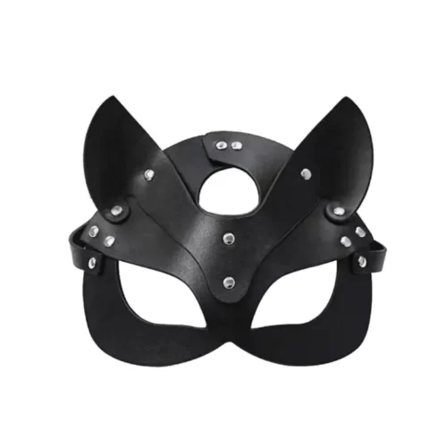 Antifaz Mascara Erótica Gato Bdsm Ecocuero Negro