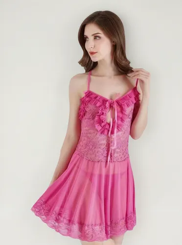 Babydoll Rosado con Encaje cod-8502