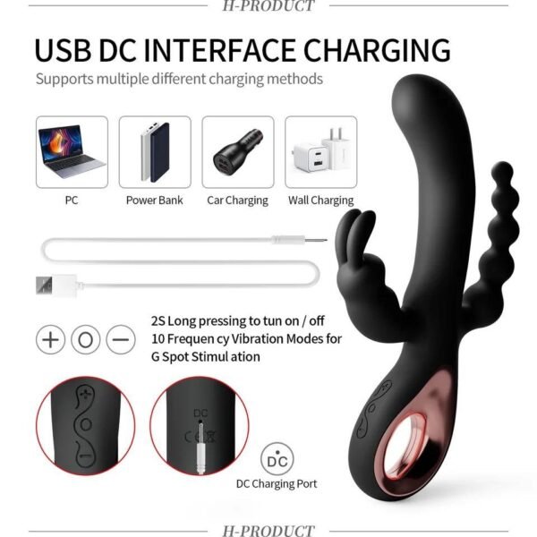 Conejo Vibrador Triple Placer