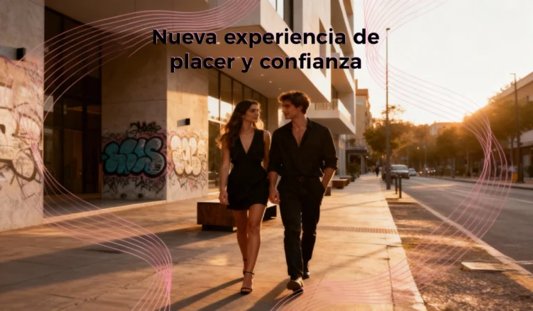 Pareja caminando por Santiago y descubriendo la nueva tienda erótica Sexxy Shop.