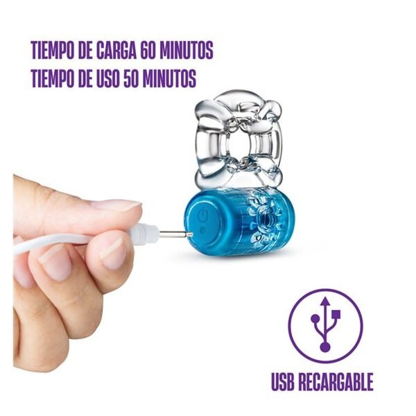 Pleaser Anillo Vibrador Recargable Azul